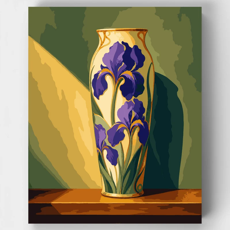 Iris Art Nouveau Vase - Paint by Numbers Kit