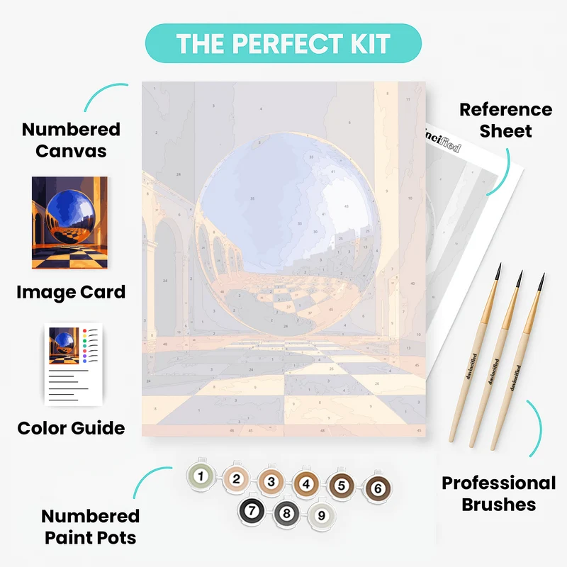 Reflective Blue Sphere - Paint by Numbers Kit