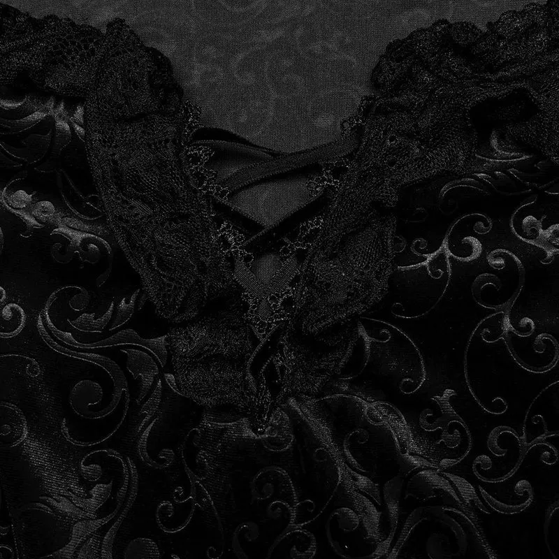 Damen Plus Size Gothic Off-the-Shoulder Schnür-Samtkleid Hochzeitskleid