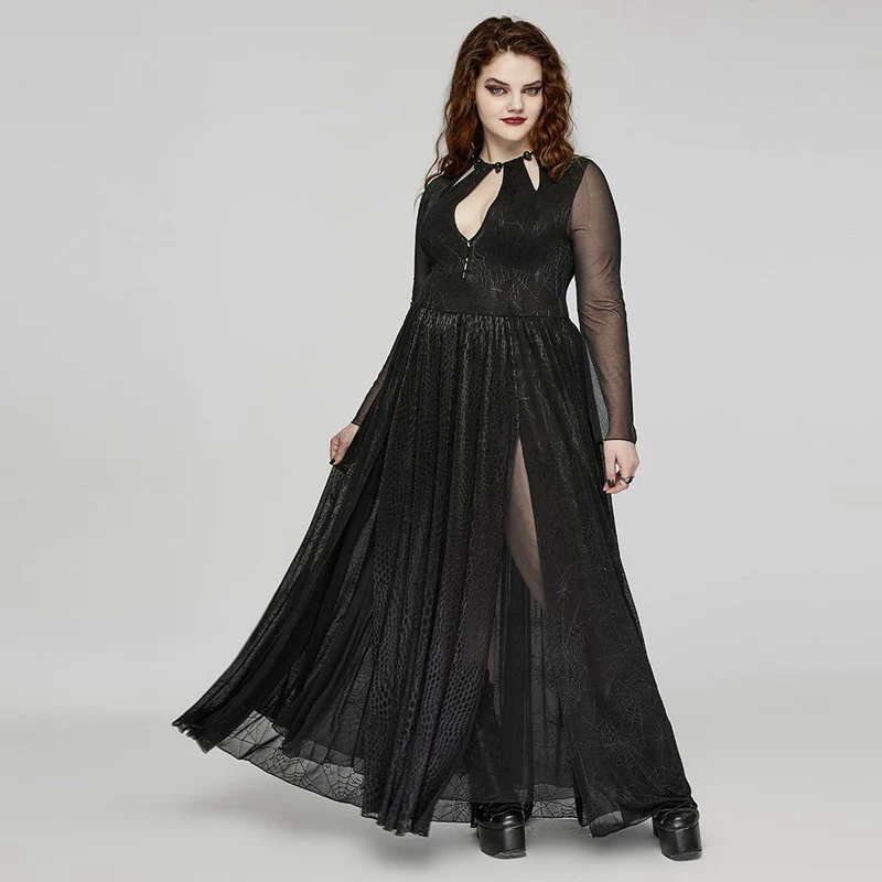 Damen-Hochzeitskleid im Gothic-Stil mit tiefem Seitenschlitz, Flitterwochenkleid in Übergröße