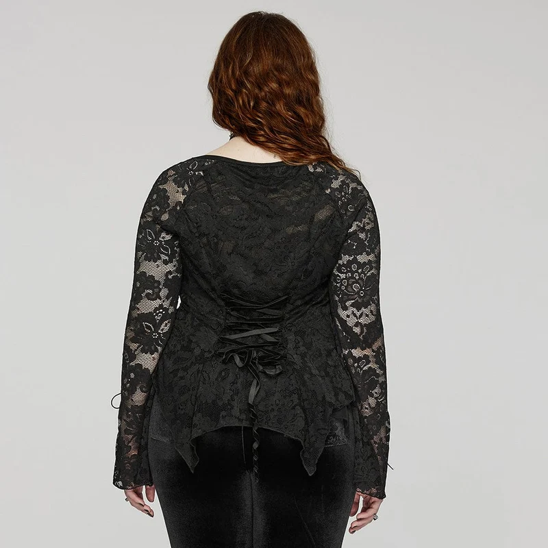 Damen-Top mit unregelmäßiger Spitze und Spitze im Gothic-Stil in Übergröße