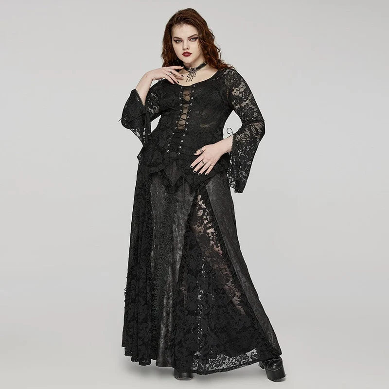 Damen-Top mit unregelmäßiger Spitze und Spitze im Gothic-Stil in Übergröße