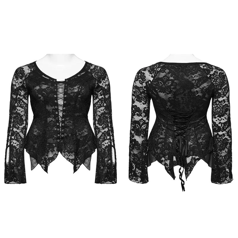 Damen-Top mit unregelmäßiger Spitze und Spitze im Gothic-Stil in Übergröße