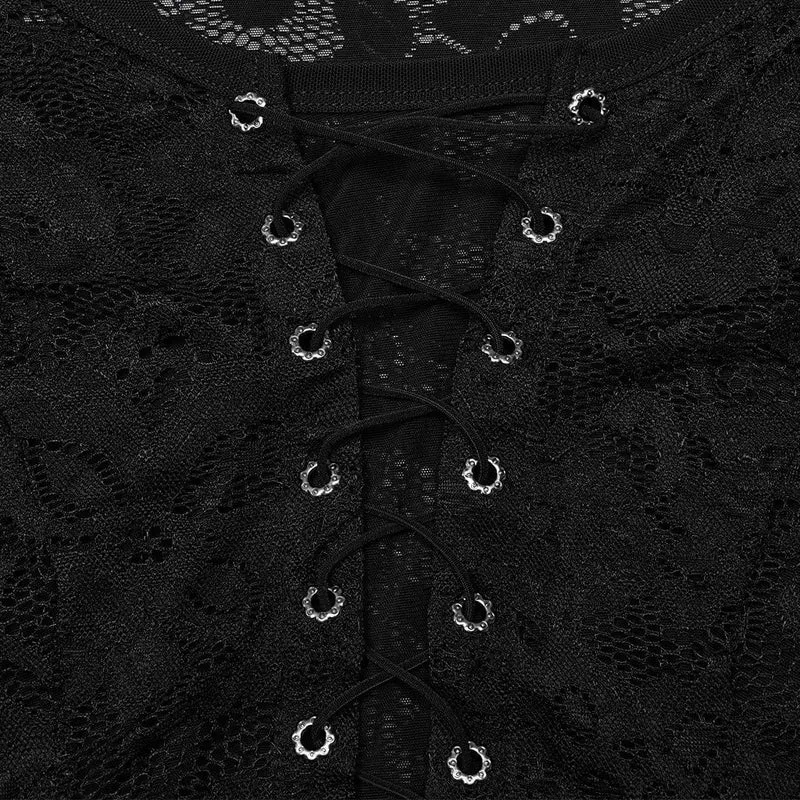 Damen-Top mit unregelmäßiger Spitze und Spitze im Gothic-Stil in Übergröße