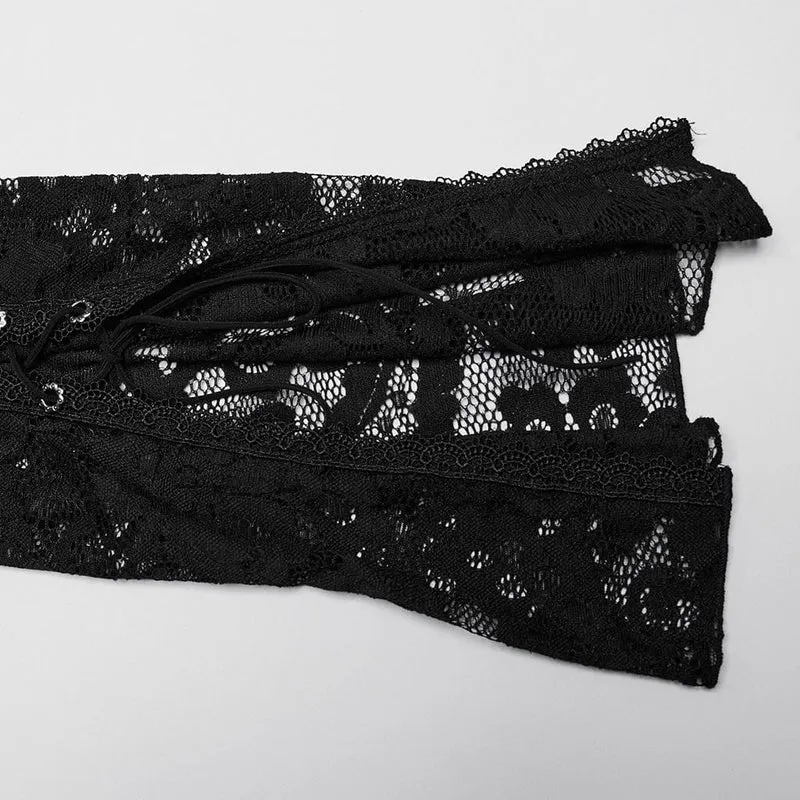 Damen-Top mit unregelmäßiger Spitze und Spitze im Gothic-Stil in Übergröße