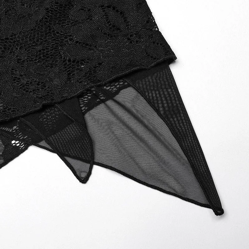 Damen-Top mit unregelmäßiger Spitze und Spitze im Gothic-Stil in Übergröße