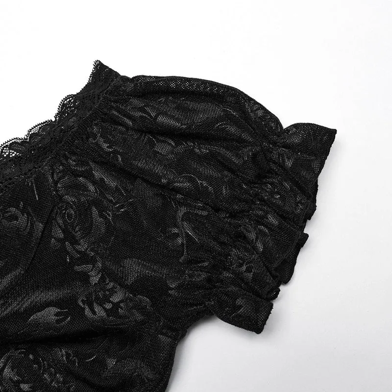 Damen-Flitterwochenkleid im Gothic-Stil in Übergröße mit unregelmäßigem, tiefem Ausschnitt und Prägung