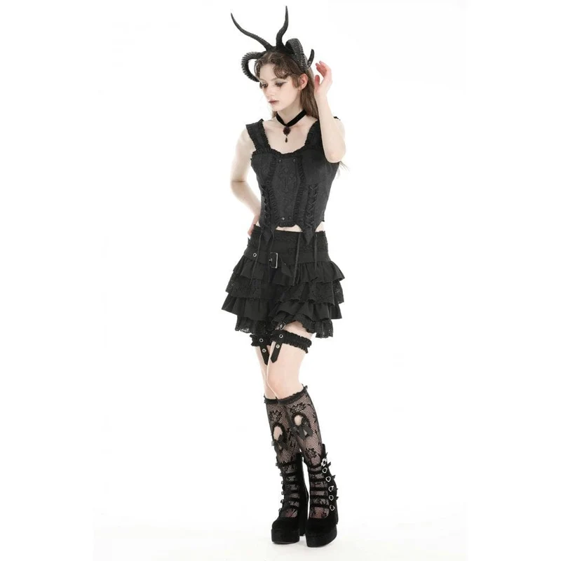 Damen-Gothic-Splice-Rock mit hoher Taille und Strumpfband