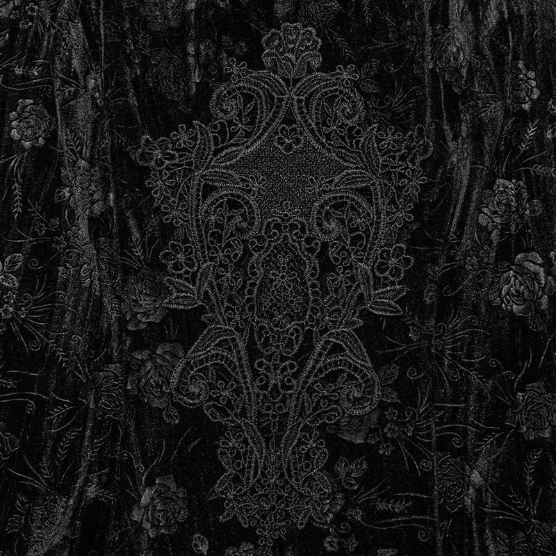 Damen-Gothic-Kleid in Übergröße mit ausgestellten Ärmeln und geprägtem Samt
