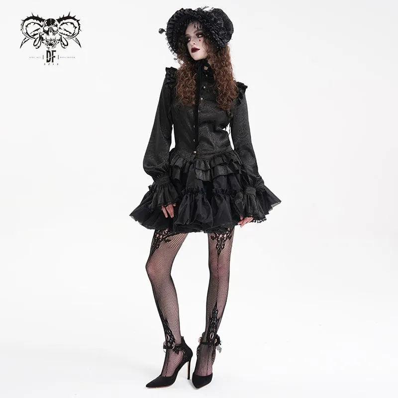 Kurzer Gothic-Rock aus gerüschtem Mesh mit Bubble-Effekt für Damen