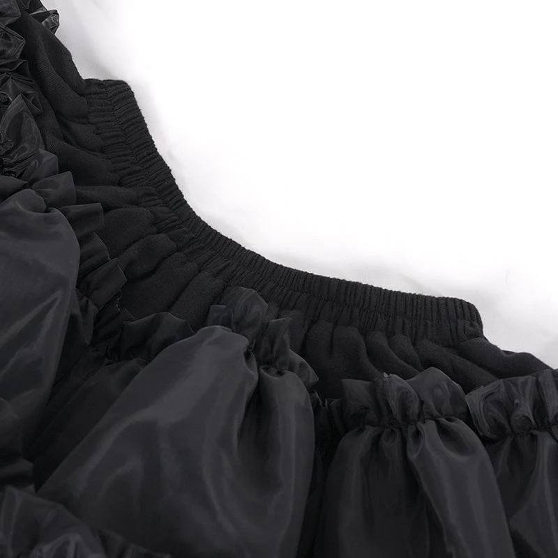 Kurzer Gothic-Rock aus gerüschtem Mesh mit Bubble-Effekt für Damen