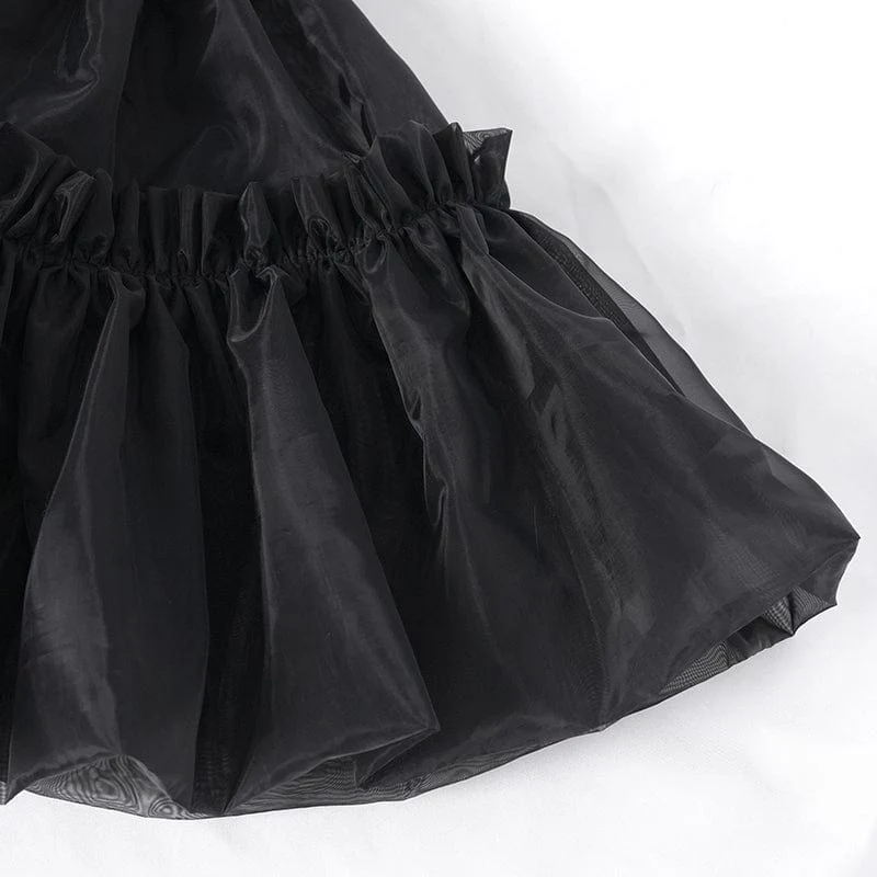 Kurzer Gothic-Rock aus gerüschtem Mesh mit Bubble-Effekt für Damen