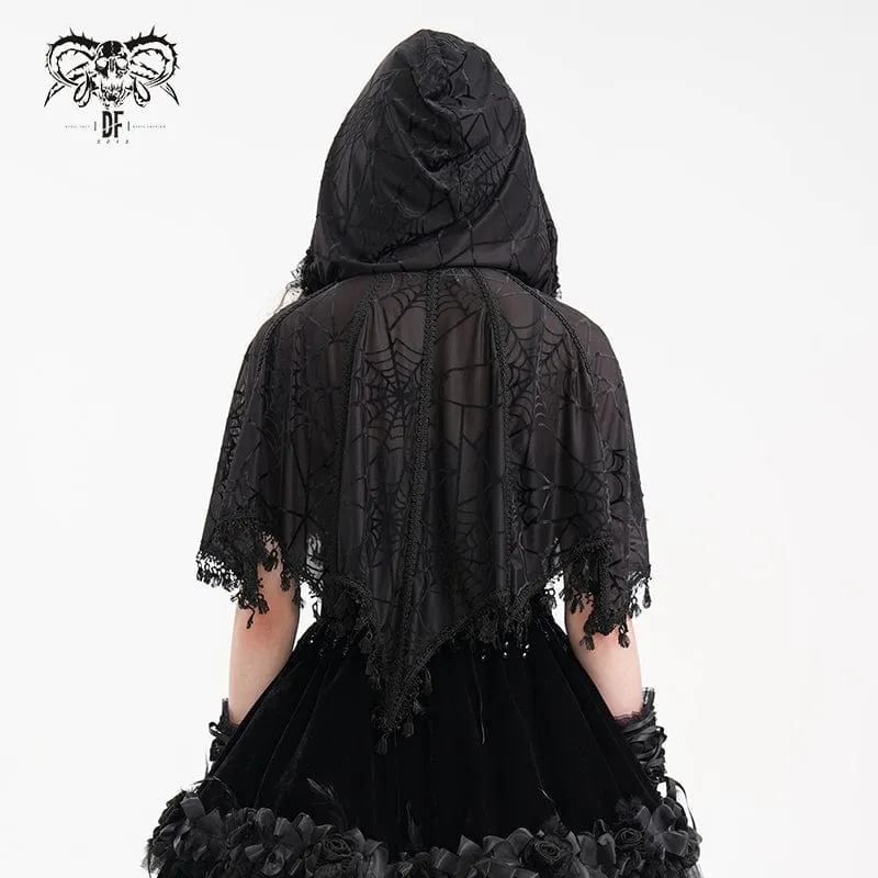 Gothic-Umhang mit Quastenriemen und Kapuze für Damen