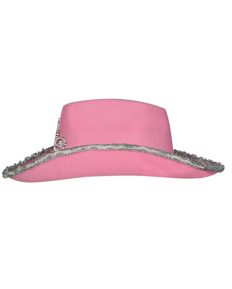 Pinker Cowboyhut mit Pailletten & Strasssteine