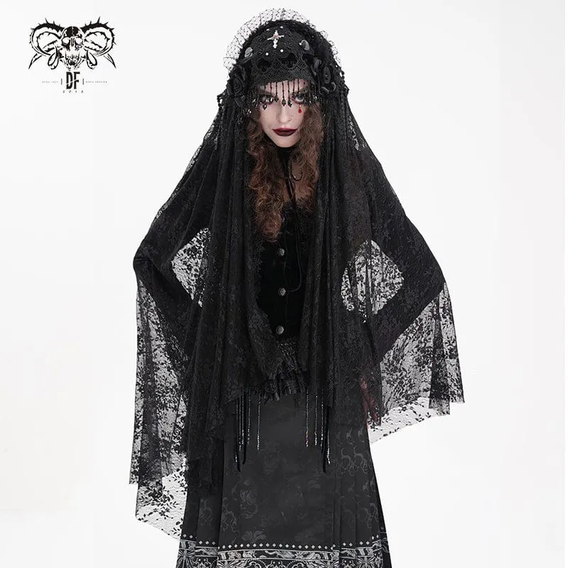 Gothic-Schleier mit Häkelquasten und Spitze für Damen