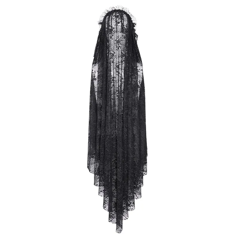 Gothic-Schleier mit Häkelquasten und Spitze für Damen