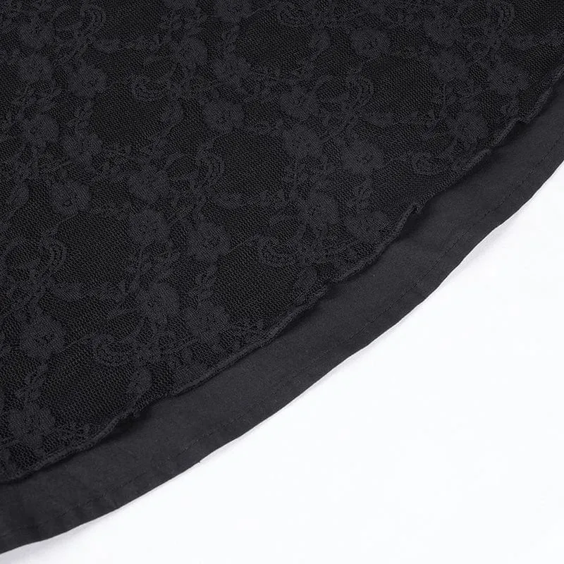 Gothic-Neckholder-Kleid mit Cut-outs, Rüschen und Spitze, kurzes Abschlusskleid für Damen