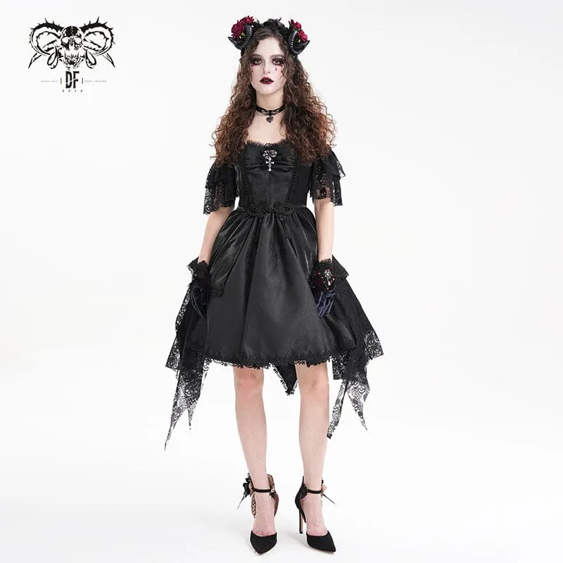 Gothic-Schnürkleid für Damen mit Neckholder und asymmetrischem Saum, Abschlusskleid