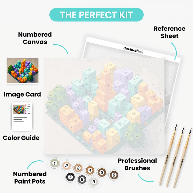 Colorful Block City - Paint by Numbers Kit