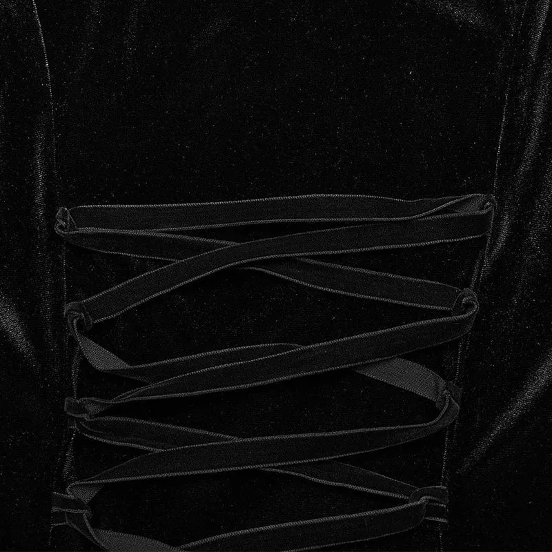 Damen-Abendkleid im Gothic-Stil, Spitze, Spleiß, Samt, Fischschwanz, Übergröße