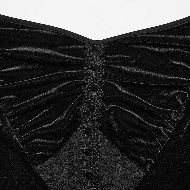 Damen-Abendkleid im Gothic-Stil, Spitze, Spleiß, Samt, Fischschwanz, Übergröße