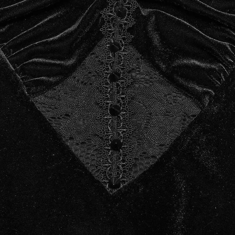 Damen-Abendkleid im Gothic-Stil, Spitze, Spleiß, Samt, Fischschwanz, Übergröße