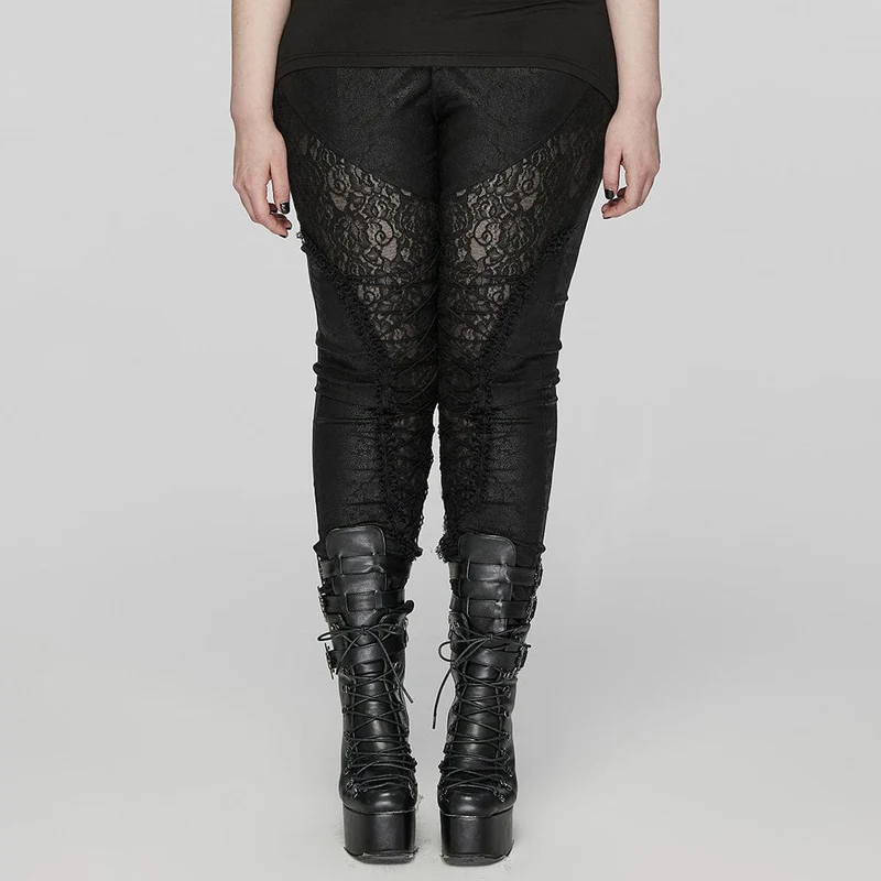 Damen-Hose im Gothic-Stil mit Schnürung und Spleißen in Übergröße