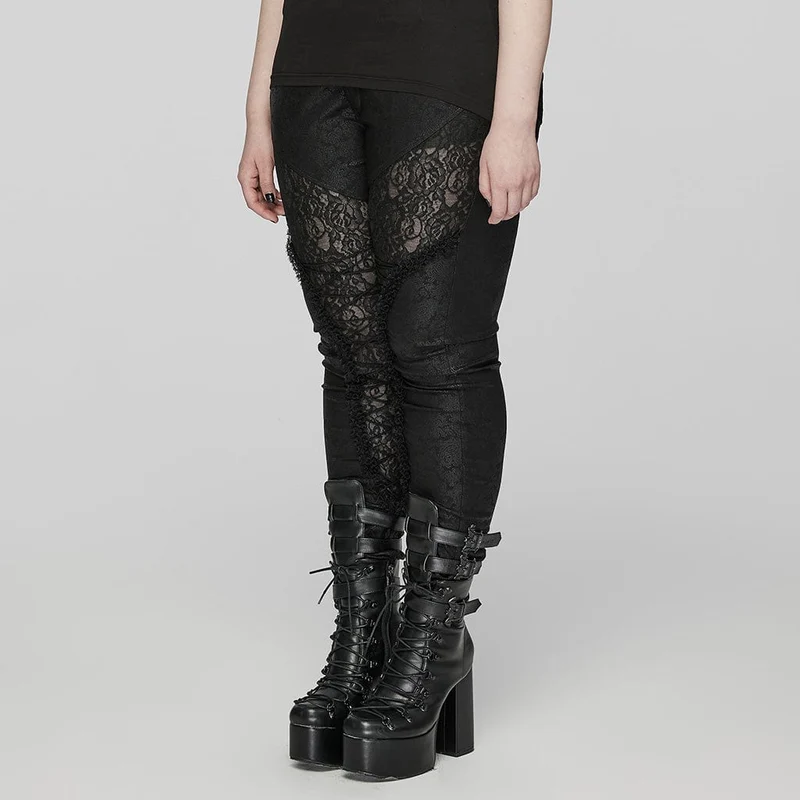 Damen-Hose im Gothic-Stil mit Schnürung und Spleißen in Übergröße