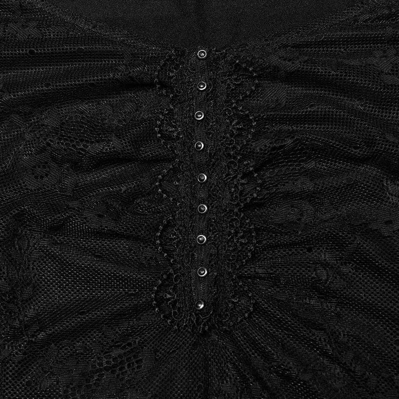 Damen-Abschlussballkleid im Gothic-Stil mit ausgestellten Ärmeln, Schnürung und Spitze in Übergröße
