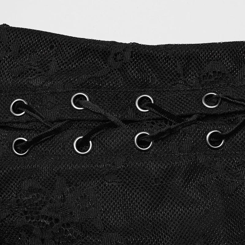 Damen-Abschlussballkleid im Gothic-Stil mit ausgestellten Ärmeln, Schnürung und Spitze in Übergröße