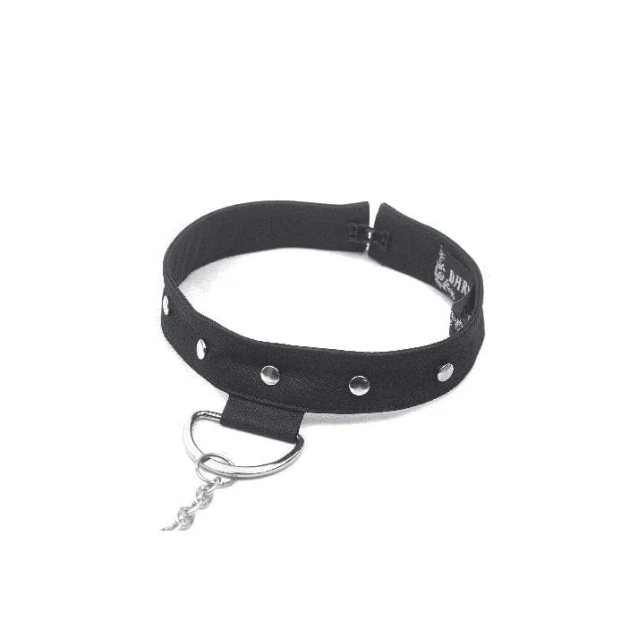 Schulterfreies, zerrissenes Punk-T-Shirt für Damen mit abnehmbarem Halsband