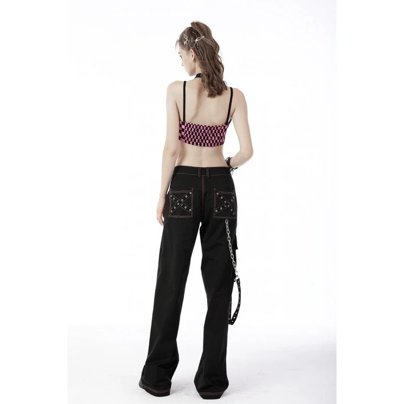 Grunge Dangerous Bear Schlaghose für Damen mit Gürtel