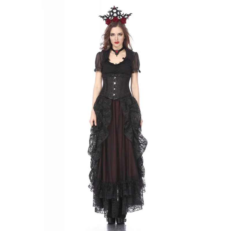Mehrschichtiger Gothic-Spitzen-Maxirock für Damen