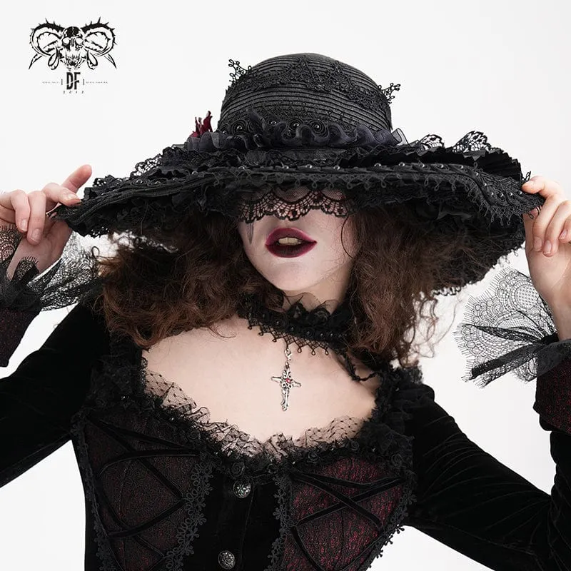 Gothic-Mützen aus Rosenspitze für Damen