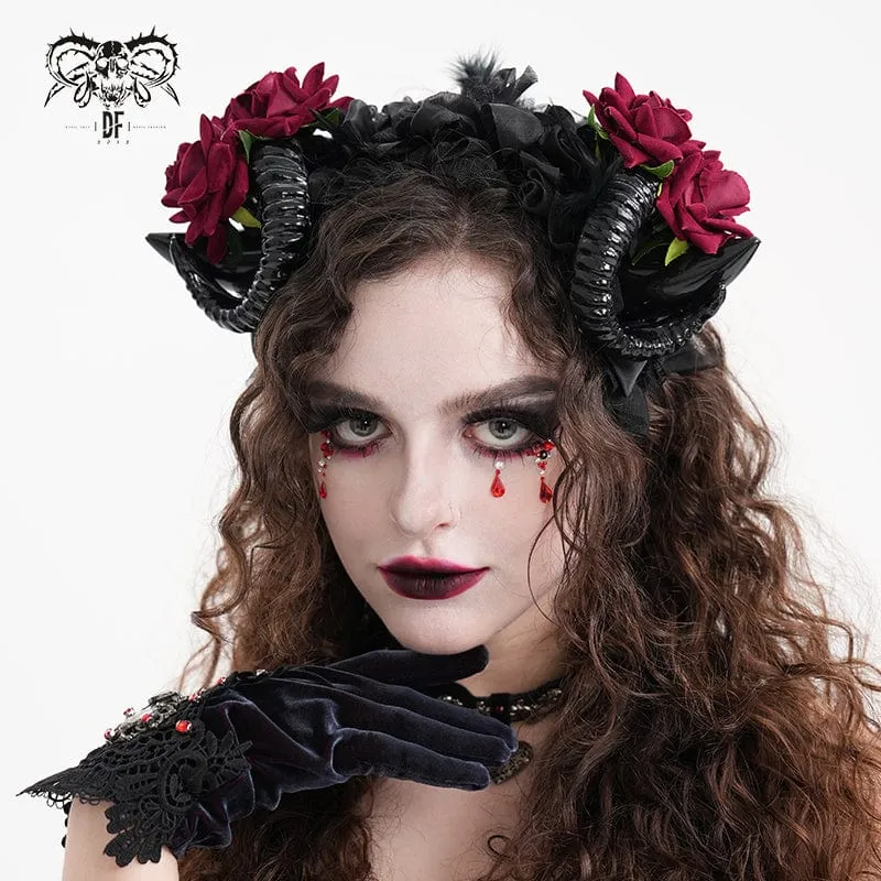 Gothic-Haarschmuck für Damen aus Horn und Rose