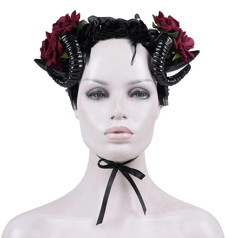 Gothic-Haarschmuck für Damen aus Horn und Rose