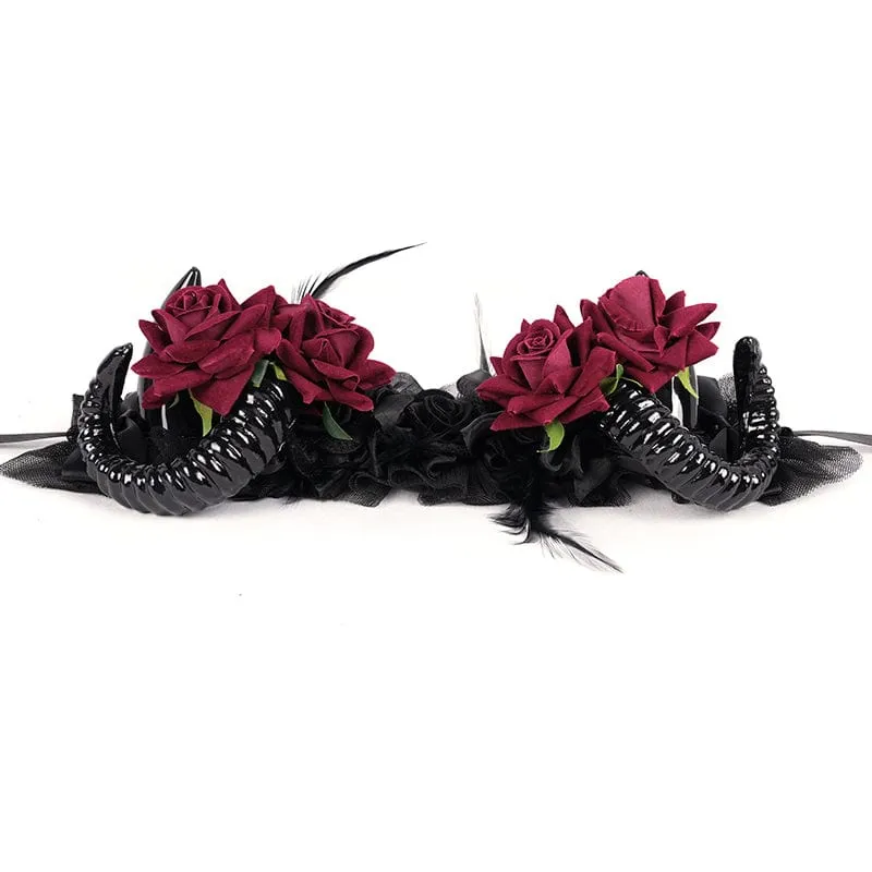Gothic-Haarschmuck für Damen aus Horn und Rose