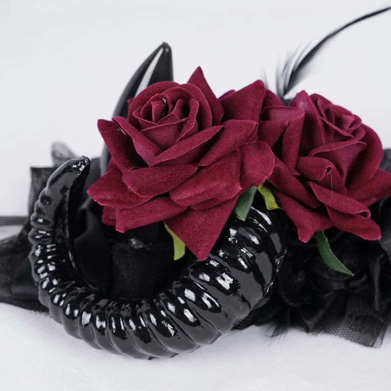 Gothic-Haarschmuck für Damen aus Horn und Rose