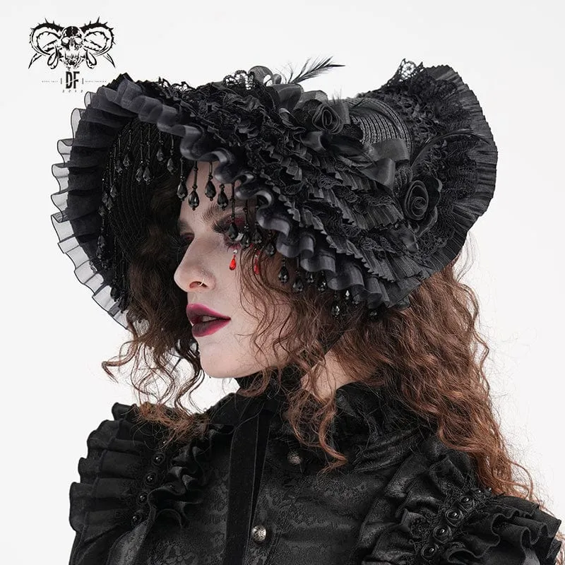 Gothic-Haarschmuck für Damen mit Quasten und Blumenmuster