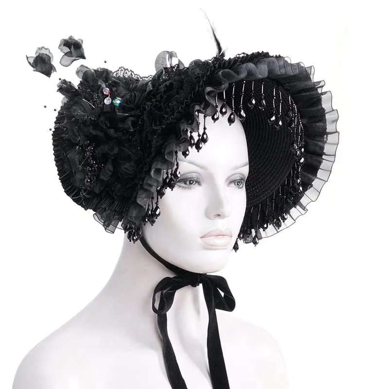 Gothic-Haarschmuck für Damen mit Quasten und Blumenmuster