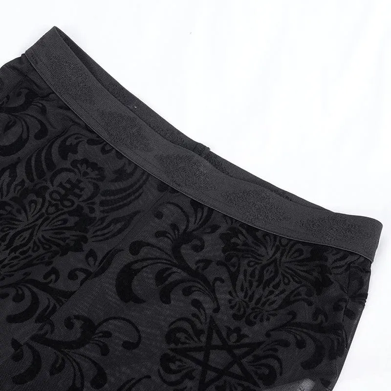 Gothic-Hose aus transparentem Netzstoff mit Quasten und Spitze für Damen