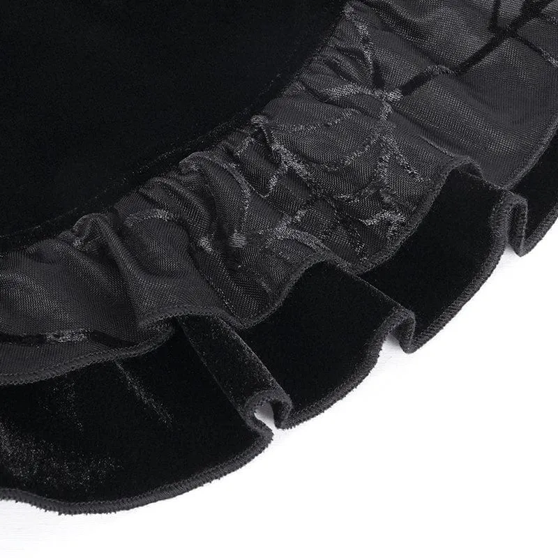 Gothic-Shorts aus gerüschtem Mesh mit Federn für Damen
