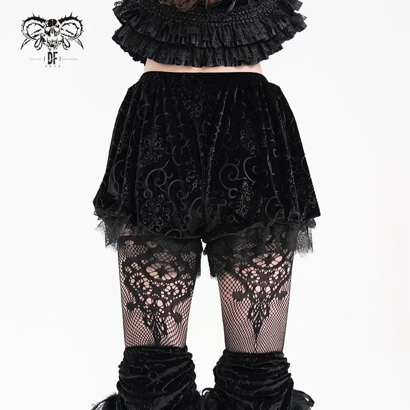 Gothic-Shorts aus Cloud-Samtnetz für Damen