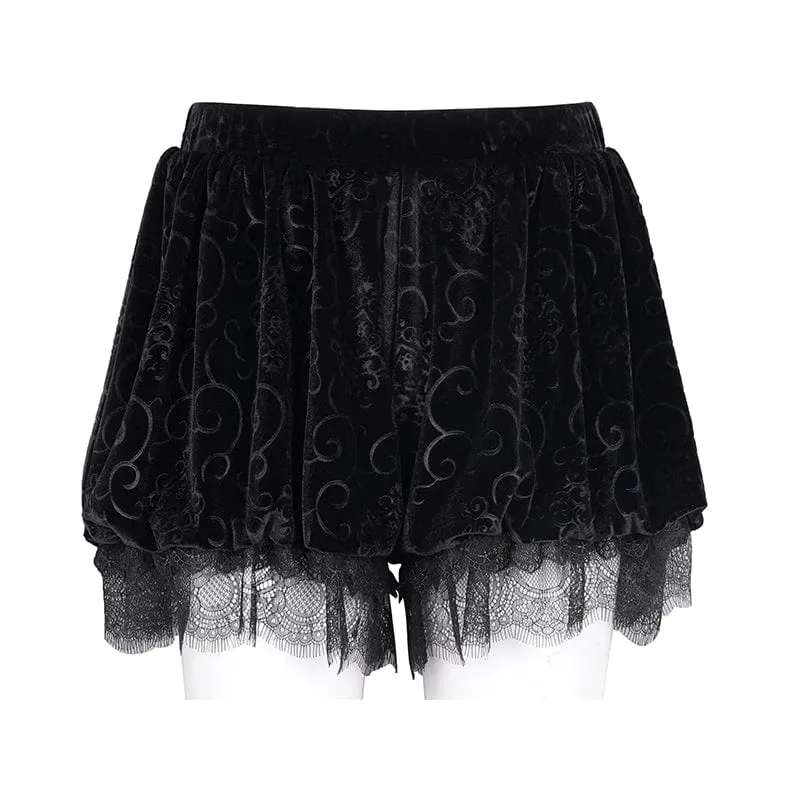Gothic-Shorts aus Cloud-Samtnetz für Damen