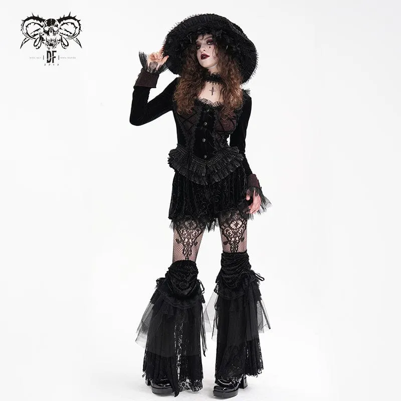 Gothic-Langarmshirts mit Rüschen und Schnürung aus Mesh für Damen