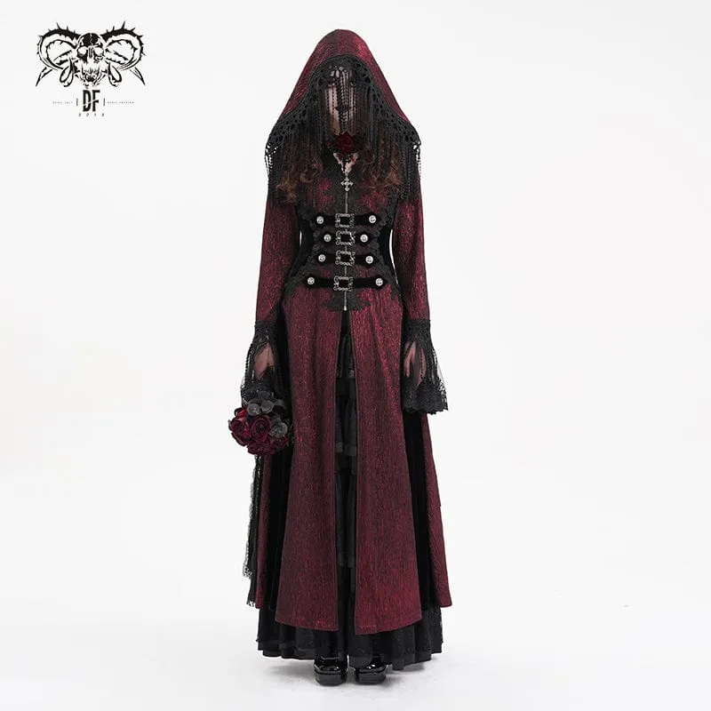 Gothic Jacke mit Schnalle und Quasten für Damen, Rot