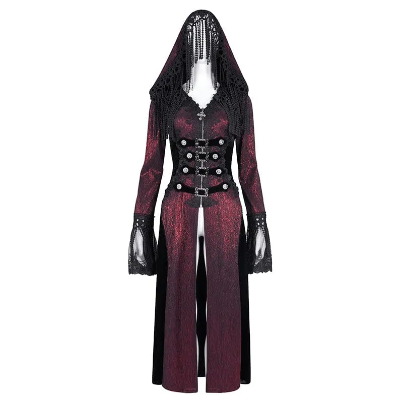 Gothic Jacke mit Schnalle und Quasten für Damen, Rot