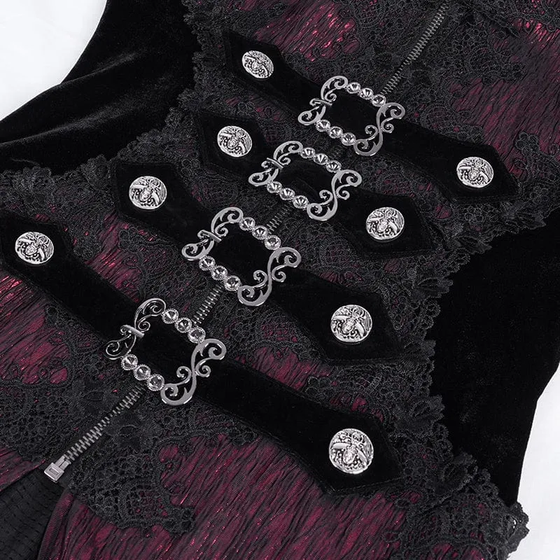 Gothic Jacke mit Schnalle und Quasten für Damen, Rot