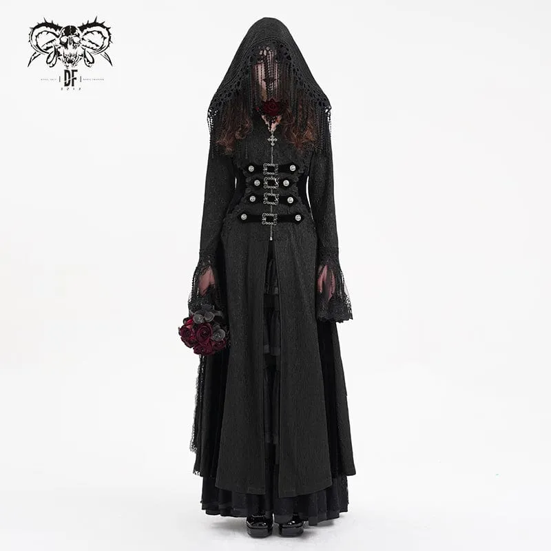 Gothic-Jacke mit Schnallenverschluss und Quasten für Damen