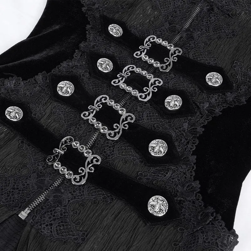 Gothic-Jacke mit Schnallenverschluss und Quasten für Damen